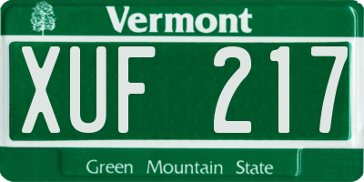 VT license plate XUF217