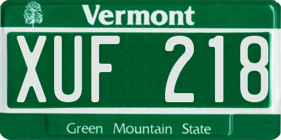 VT license plate XUF218