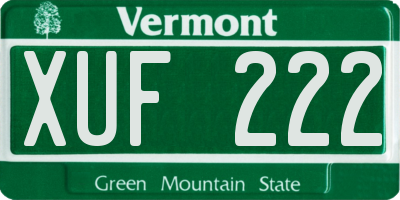 VT license plate XUF222