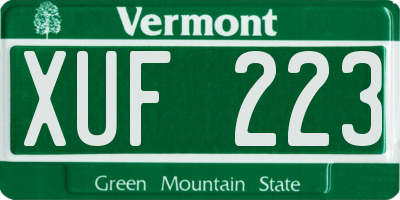 VT license plate XUF223