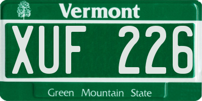 VT license plate XUF226