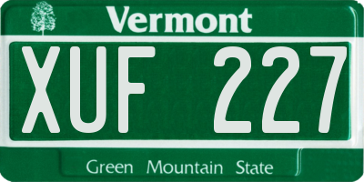 VT license plate XUF227