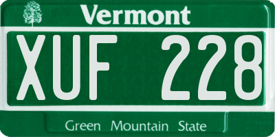 VT license plate XUF228