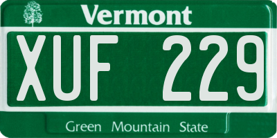 VT license plate XUF229