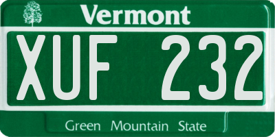 VT license plate XUF232