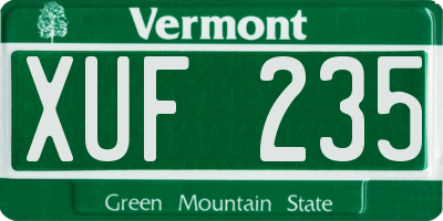 VT license plate XUF235