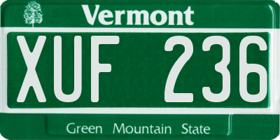 VT license plate XUF236