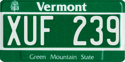 VT license plate XUF239