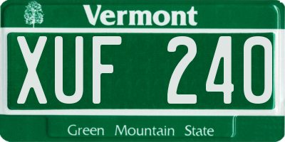 VT license plate XUF240