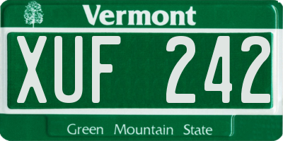 VT license plate XUF242