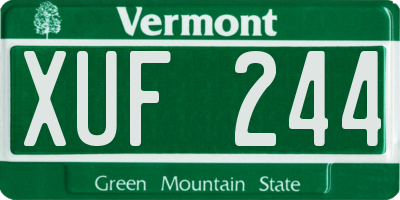VT license plate XUF244