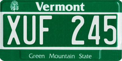 VT license plate XUF245