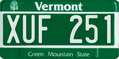VT license plate XUF251