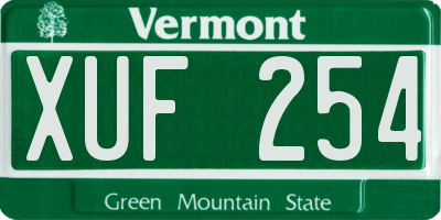 VT license plate XUF254