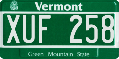 VT license plate XUF258