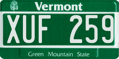 VT license plate XUF259