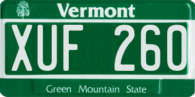 VT license plate XUF260