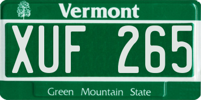 VT license plate XUF265