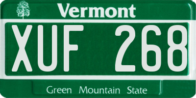 VT license plate XUF268