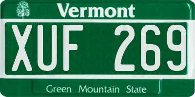VT license plate XUF269