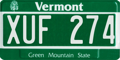 VT license plate XUF274