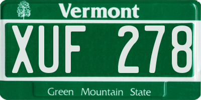 VT license plate XUF278