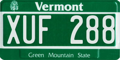 VT license plate XUF288