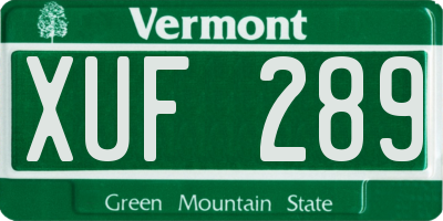 VT license plate XUF289
