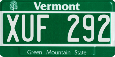 VT license plate XUF292