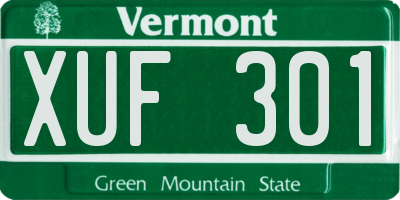 VT license plate XUF301