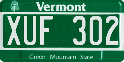 VT license plate XUF302