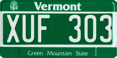 VT license plate XUF303