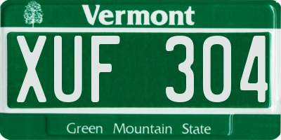 VT license plate XUF304
