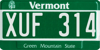VT license plate XUF314