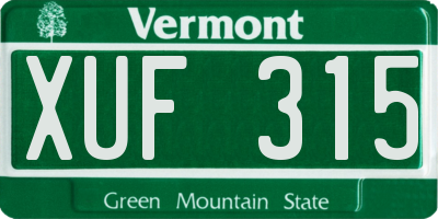 VT license plate XUF315