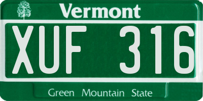 VT license plate XUF316