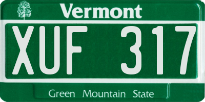 VT license plate XUF317
