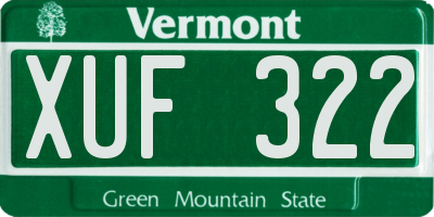 VT license plate XUF322