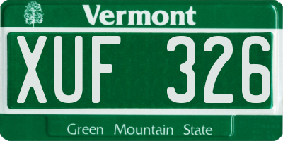 VT license plate XUF326
