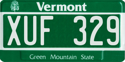 VT license plate XUF329
