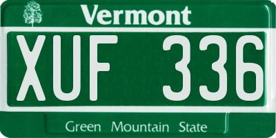 VT license plate XUF336