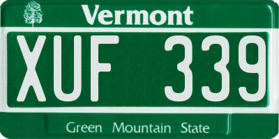 VT license plate XUF339