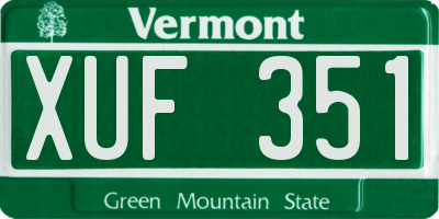 VT license plate XUF351