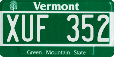 VT license plate XUF352
