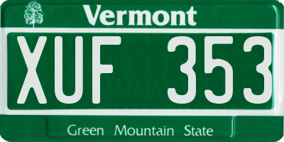 VT license plate XUF353