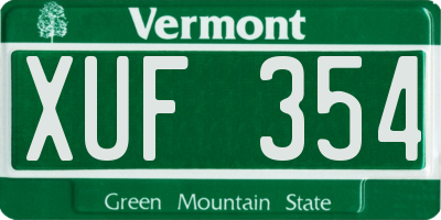 VT license plate XUF354