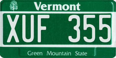 VT license plate XUF355