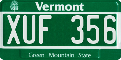 VT license plate XUF356