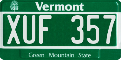 VT license plate XUF357