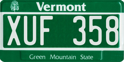 VT license plate XUF358